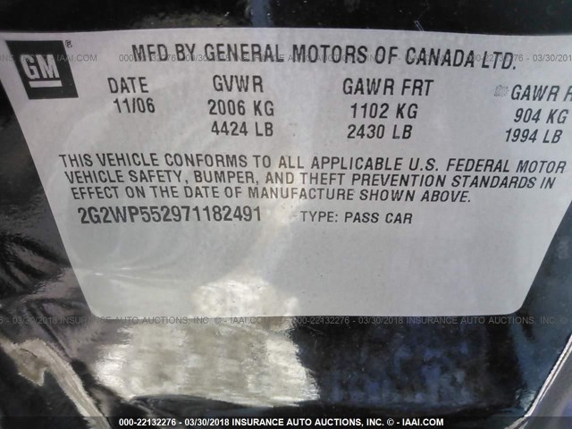 2G2WP552971182491 - 2007 PONTIAC GRAND PRIX BLACK photo 9
