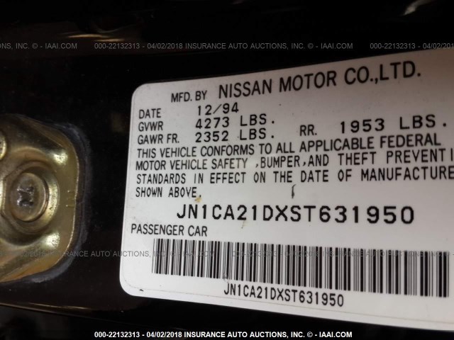 JN1CA21DXST631950 - 1995 NISSAN MAXIMA GLE/GXE/SE BLACK photo 9