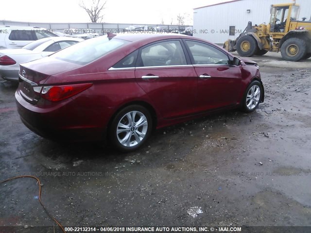 5NPEC4AC4BH099246 - 2011 HYUNDAI SONATA SE/LIMITED MAROON photo 4