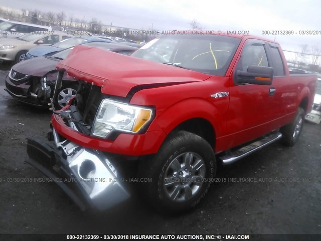 1FTFX1EF1BFA04843 - 2011 FORD F150 SUPER CAB RED photo 2