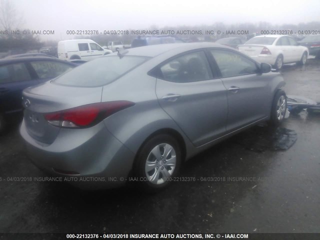 KMHDH4AE1GU532190 - 2016 HYUNDAI ELANTRA SE/SPORT/LIMITED GRAY photo 4