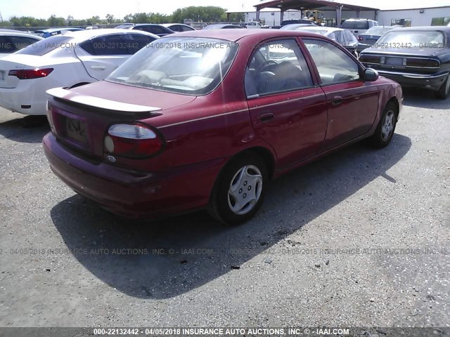 KNAFB1217Y5862756 - 2000 KIA SEPHIA LS RED photo 4