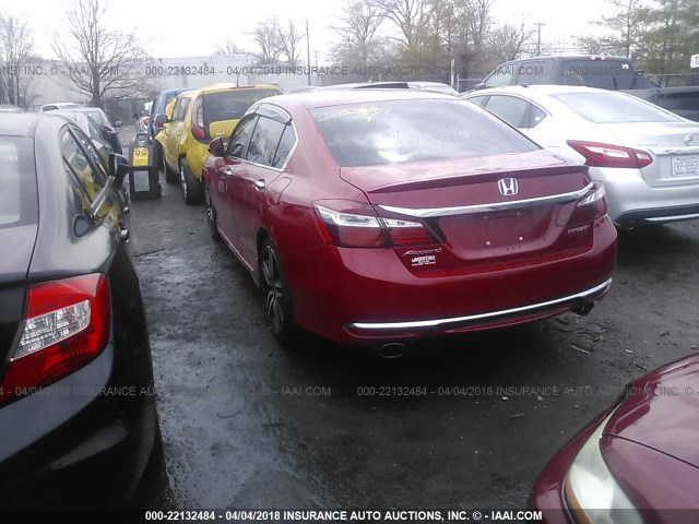 1HGCR2F57HA004538 - 2017 HONDA ACCORD SPORT RED photo 3