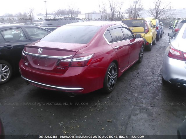 1HGCR2F57HA004538 - 2017 HONDA ACCORD SPORT RED photo 4