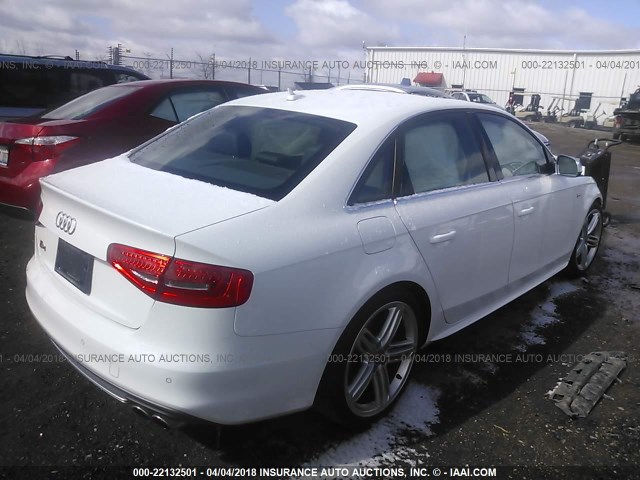 WAUBGAFL2EA124720 - 2014 AUDI S4 PREMIUM PLUS WHITE photo 4