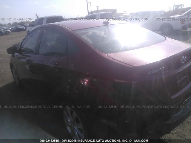 KMHCU4AE3CU126123 - 2012 HYUNDAI ACCENT GLS/GS/SE BURGUNDY photo 3