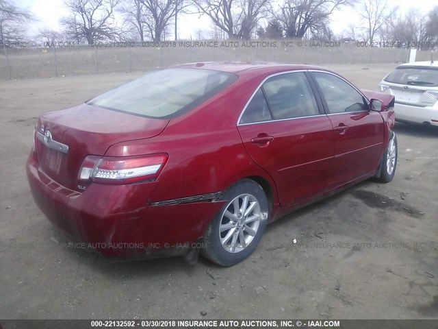 4T4BF3EK5AR011316 - 2010 TOYOTA CAMRY SE/LE/XLE RED photo 4