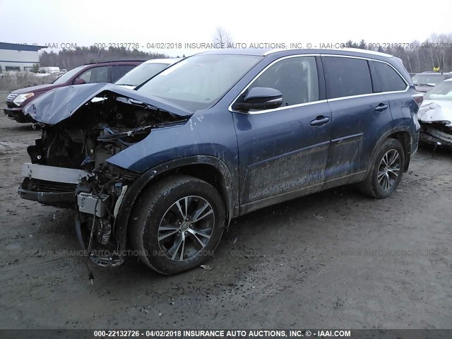 5TDJKRFH0GS255044 - 2016 TOYOTA HIGHLANDER XLE ლურჯი ფოტო 2