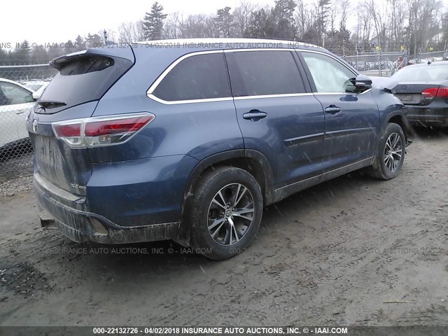 5TDJKRFH0GS255044 - 2016 TOYOTA HIGHLANDER XLE ლურჯი ფოტო 4