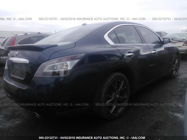 1N4AA5AP6EC497352 - 2014 NISSAN MAXIMA S/SV Dark Blue photo 4