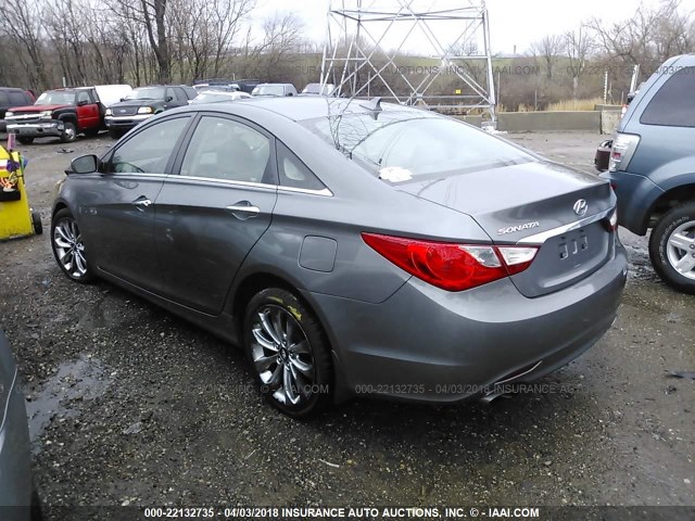 5NPEC4AC4BH115767 - 2011 HYUNDAI SONATA SE/LIMITED GRAY photo 3