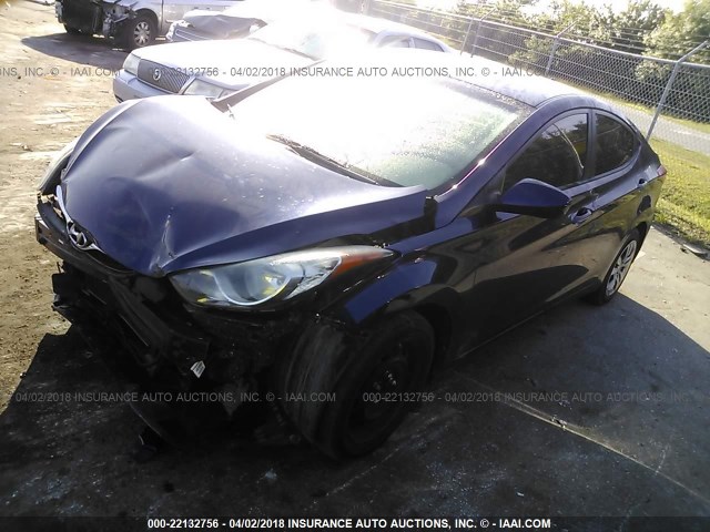 5NPDH4AE6BH020657 - 2011 HYUNDAI ELANTRA GLS/LIMITED BLUE photo 2