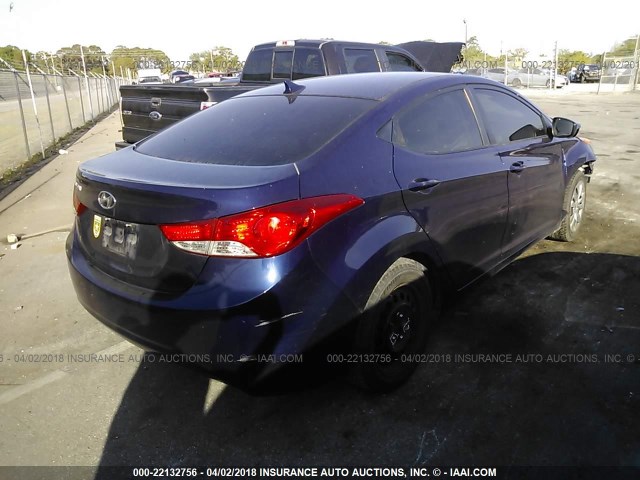 5NPDH4AE6BH020657 - 2011 HYUNDAI ELANTRA GLS/LIMITED BLUE photo 4