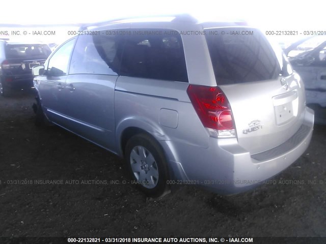 5N1BV28U95N132175 - 2005 NISSAN QUEST S/SE/SL SILVER photo 3