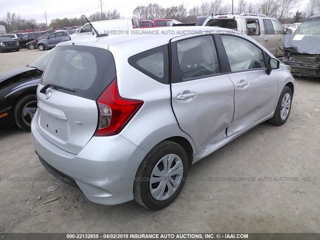 3N1CE2CP2JL351762 - 2018 NISSAN VERSA NOTE S/S PLUS/SV/SL/SR SILVER photo 4