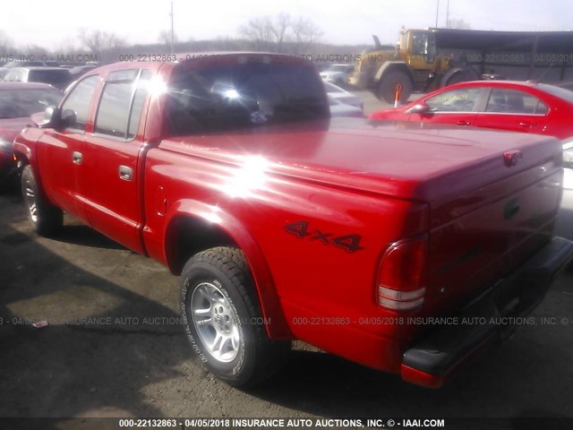 1D7HG38NX3S164600 - 2003 DODGE DAKOTA QUAD SPORT RED photo 3