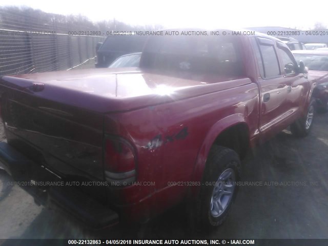 1D7HG38NX3S164600 - 2003 DODGE DAKOTA QUAD SPORT RED photo 4