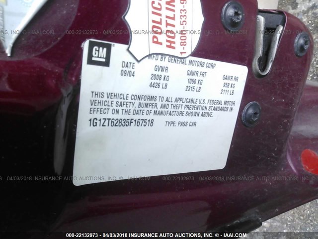 1G1ZT62835F167518 - 2005 CHEVROLET MALIBU MAXX LS RED photo 9