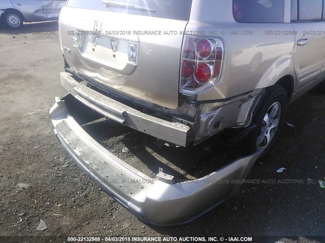 5FNYF28516B048971 - 2006 HONDA PILOT EX GOLD photo 6