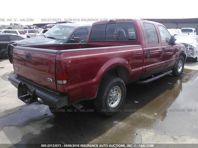 1FTNW20F63EA25495 - 2003 FORD F250 SUPER DUTY RED photo 4