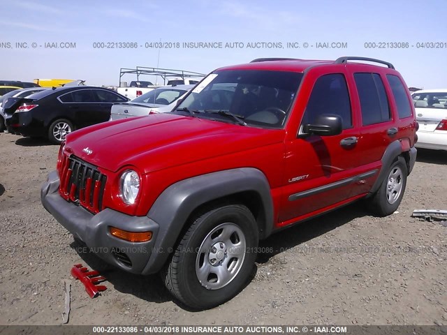 1J4GK48K34W174437 - 2004 JEEP LIBERTY SPORT RED photo 2