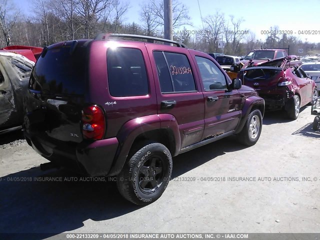 1J4GL58K22W203376 - 2002 JEEP LIBERTY LIMITED MAROON photo 4