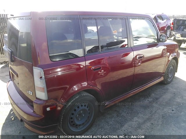 JTLKT324664065992 - 2006 TOYOTA SCION XB MAROON photo 4