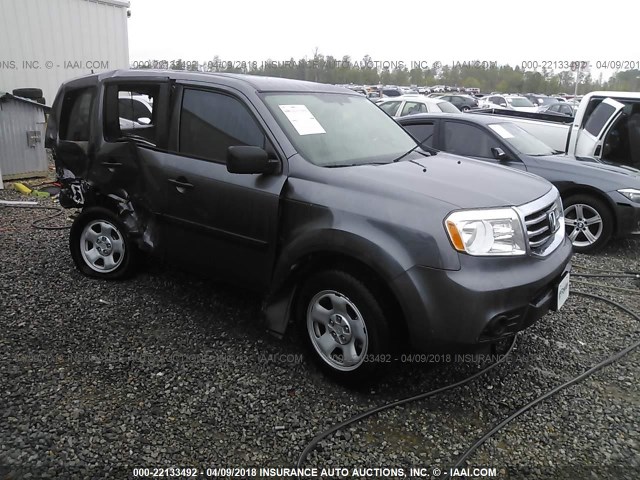 5FNYF3H26FB022653 - 2015 HONDA PILOT LX GRAY photo 1