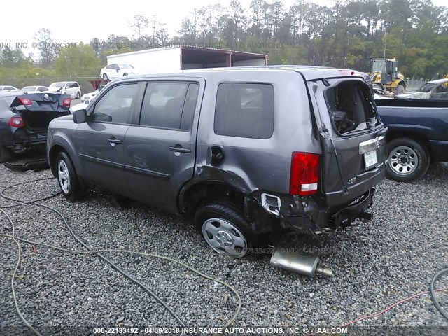 5FNYF3H26FB022653 - 2015 HONDA PILOT LX GRAY photo 3