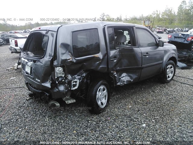 5FNYF3H26FB022653 - 2015 HONDA PILOT LX GRAY photo 4