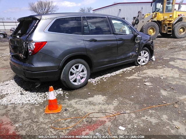 5FNYF6H12GB049357 - 2016 HONDA PILOT LX GRAY photo 4