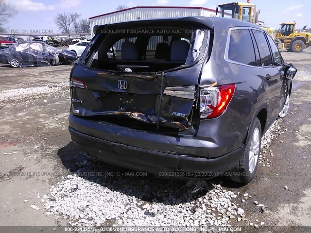 5FNYF6H12GB049357 - 2016 HONDA PILOT LX GRAY photo 6