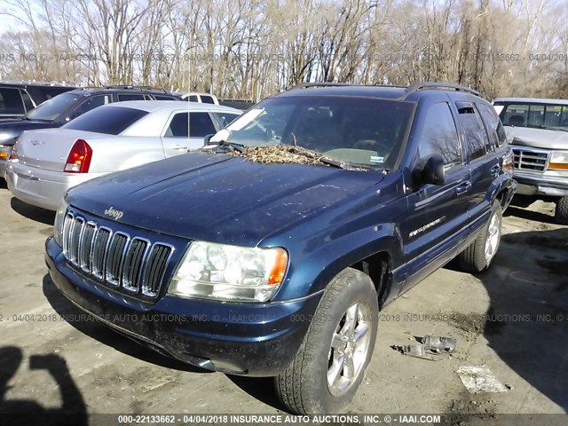 1J8GW58N52C173999 - 2002 JEEP GRAND CHEROKEE LIMITED BLUE photo 2