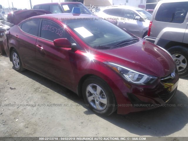 5NPDH4AE8FH557245 - 2015 HYUNDAI ELANTRA SE/SPORT/LIMITED RED photo 1