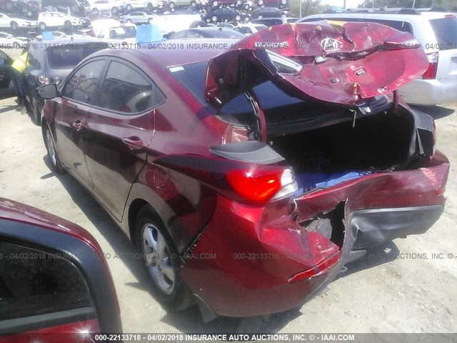 5NPDH4AE8FH557245 - 2015 HYUNDAI ELANTRA SE/SPORT/LIMITED RED photo 3