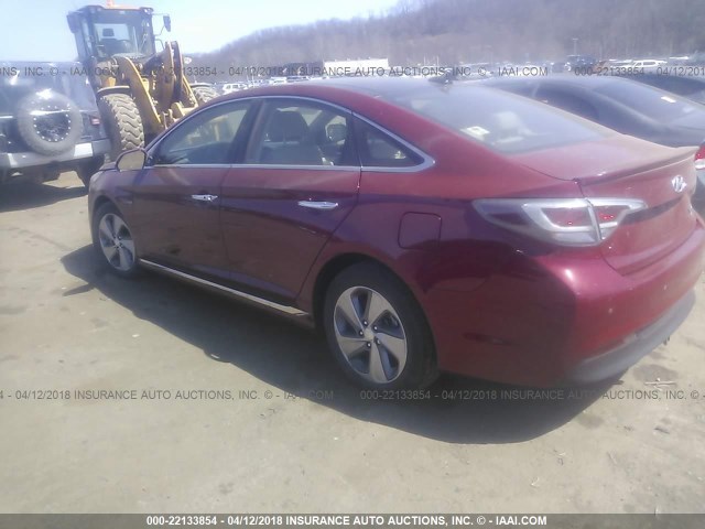 KMHE34L14GA015710 - 2016 HYUNDAI SONATA HYBRID/LIMITED MAROON photo 3