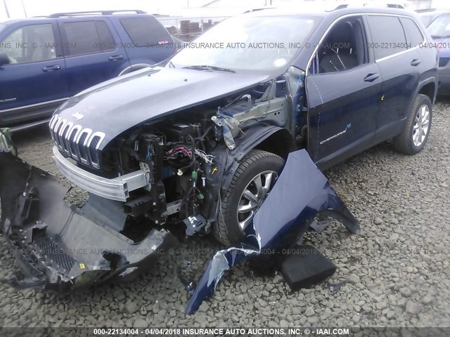 1C4PJMDS7FW593909 - 2015 JEEP CHEROKEE LIMITED BLUE photo 2