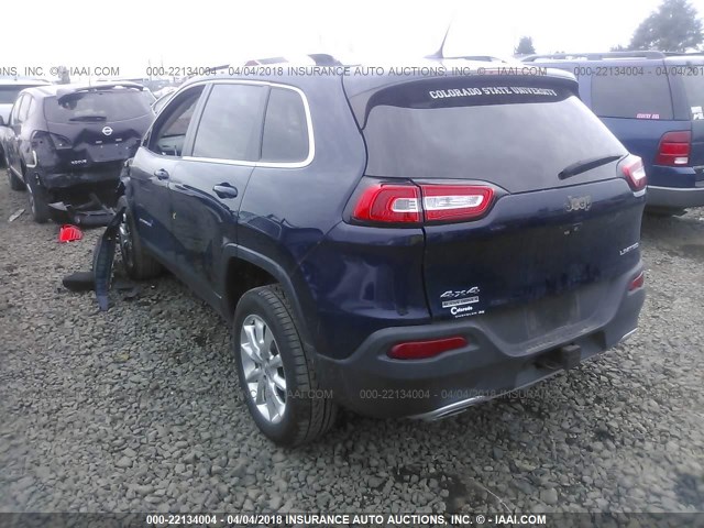 1C4PJMDS7FW593909 - 2015 JEEP CHEROKEE LIMITED BLUE photo 3