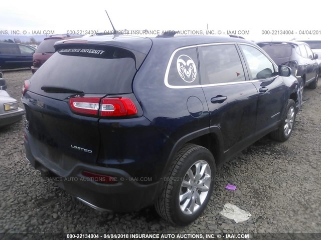 1C4PJMDS7FW593909 - 2015 JEEP CHEROKEE LIMITED BLUE photo 4