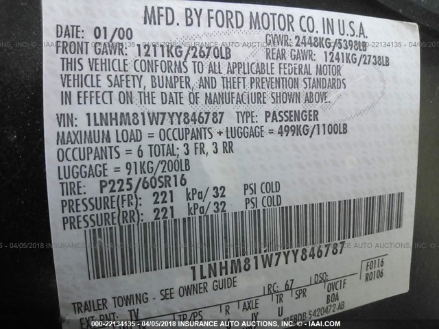 1LNHM81W7YY846787 - 2000 LINCOLN TOWN CAR EXECUTIVE GRAY photo 9