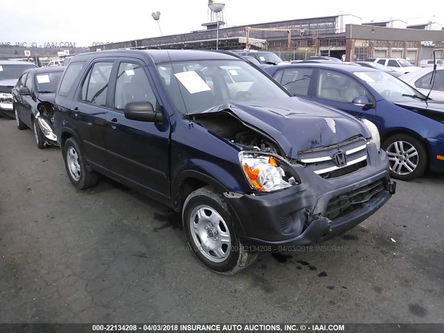 JHLRD68556C014632 - 2006 HONDA CR-V LX BLUE photo 1