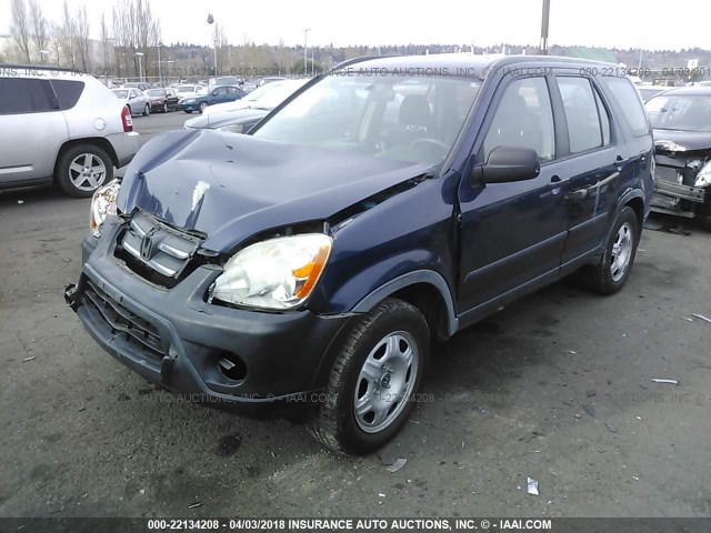 JHLRD68556C014632 - 2006 HONDA CR-V LX BLUE photo 2