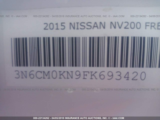 3N6CM0KN9FK693420 - 2015 NISSAN NV200 2.5S/2.5SV WHITE photo 9