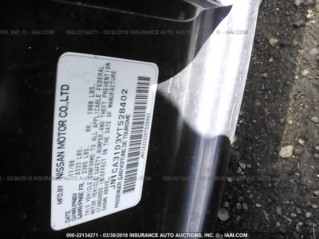 JN1CA31D3YT528402 - 2000 NISSAN MAXIMA GLE/GXE/SE BLACK photo 9