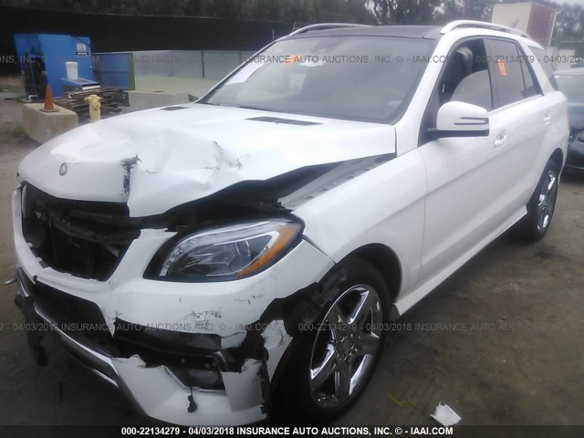 4JGDA5GB6FA585457 - 2015 MERCEDES-BENZ ML 400 4MATIC WHITE photo 2