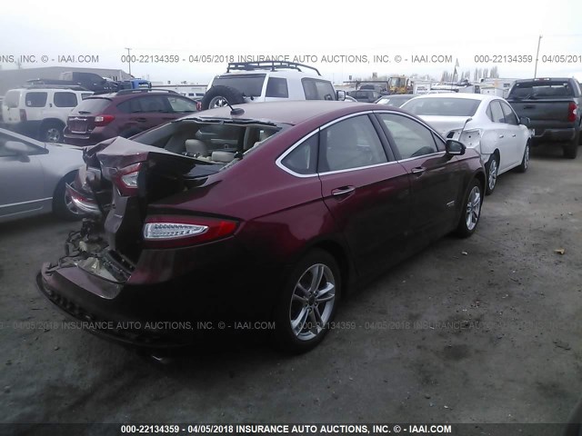 3FA6P0SU9GR202681 - 2016 FORD FUSION TITANIUM PHEV MAROON photo 4