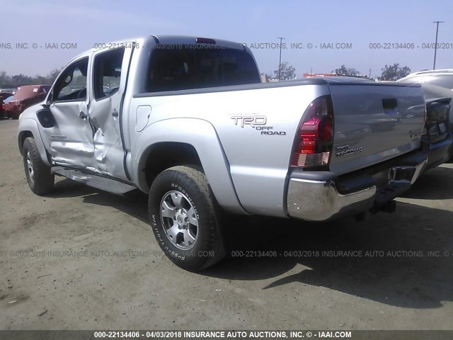 5TEJU62NX6Z257180 - 2006 TOYOTA TACOMA DOUBLE CAB PRERUNNER SILVER photo 3