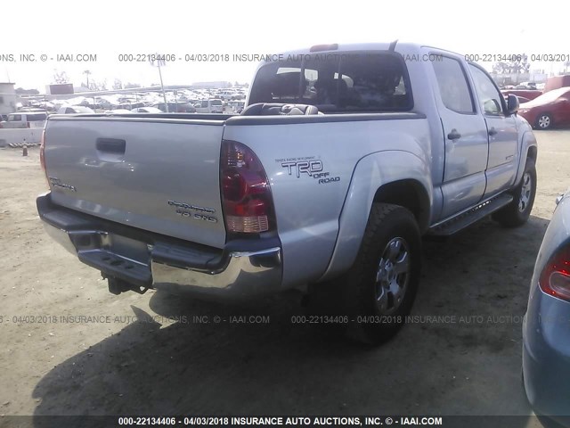 5TEJU62NX6Z257180 - 2006 TOYOTA TACOMA DOUBLE CAB PRERUNNER SILVER photo 4