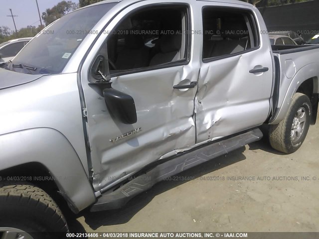 5TEJU62NX6Z257180 - 2006 TOYOTA TACOMA DOUBLE CAB PRERUNNER SILVER photo 6