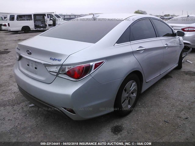 KMHEC4A45EA116765 - 2014 HYUNDAI SONATA HYBRID SILVER photo 4